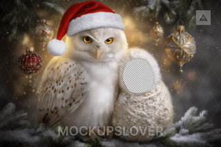 Newborn Face Swap Overlay, Christmas Digital Backdrop, Woodland Animals, Wise Owl, Forest Photo Background, Holiday Baby Portrait Prop