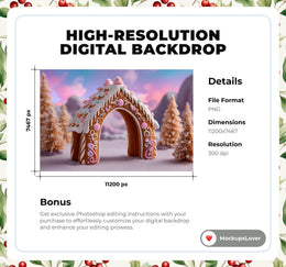 110 Christmas Arches Digital Backdrop Bundle, Winter Wonderland Photo Backgrounds, Holiday Kids Prop, Photoshop & Canva Templates