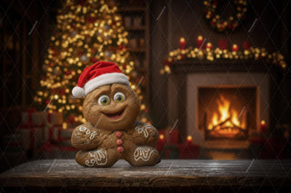 Christmas Gingerbread Digital Backdrop, Bakery Photo Background, Farmhouse Kitchen, Holiday Kids Prop, Christmas Cookies, Photoshop Template