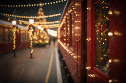 Christmas Train Digital Backdrop, Polar Express Photo Background, Holiday Kids Prop, Winter Wonderland, Photoshop & Canva Template
