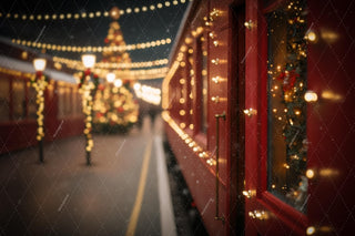 Christmas Train Digital Backdrop, Polar Express Photo Background, Holiday Kids Prop, Winter Wonderland, Photoshop & Canva Template