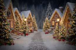 Christmas Village Digital Backdrop, Winter Wonderland Photo Background, Night Sky, Holiday Kid Prop, Photoshop/Canva Template, Photo Editing