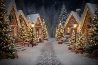 Christmas Village Digital Backdrop, Winter Wonderland Photo Background, Night Sky, Holiday Kid Prop, Photoshop/Canva Template, Photo Editing