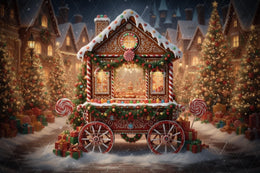 Christmas Village Digital Backdrop, Gingerbread Cookies Photo Background, Holiday Kids Candyland Prop, Winter Wonderland, Photoshop Template