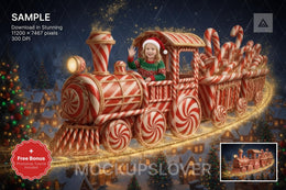 christmas train digital backdrop with polar express in winter wonderland atmosphere