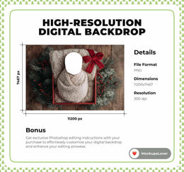 First Christmas Baby Face Swap Overlay, Christmas Gift Digital Backdrop, Studio Photo Background, Newborn Portrait Prop, Photoshop Template