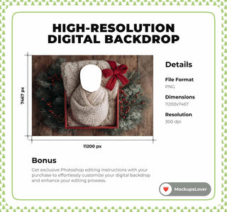 First Christmas Baby Face Swap Overlay, Christmas Gift Digital Backdrop, Studio Photo Background, Newborn Portrait Prop, Photoshop Template