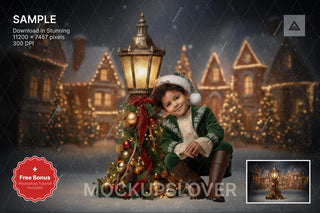christmas lantern scene with festive background, ideal for holiday photo shoots