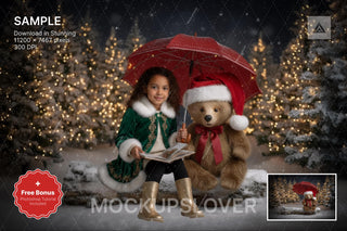 nutcracker ballet scene with winter landscape background and festive props