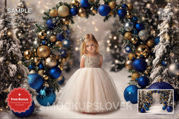 digital arch backdrop for christmas kids portrait in winter wonderland