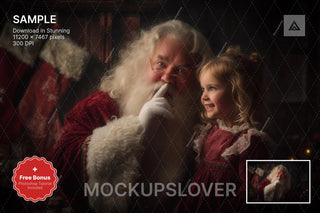 santa claus in winter wonderland scene, holiday photo background, christmas portrait backdrop
