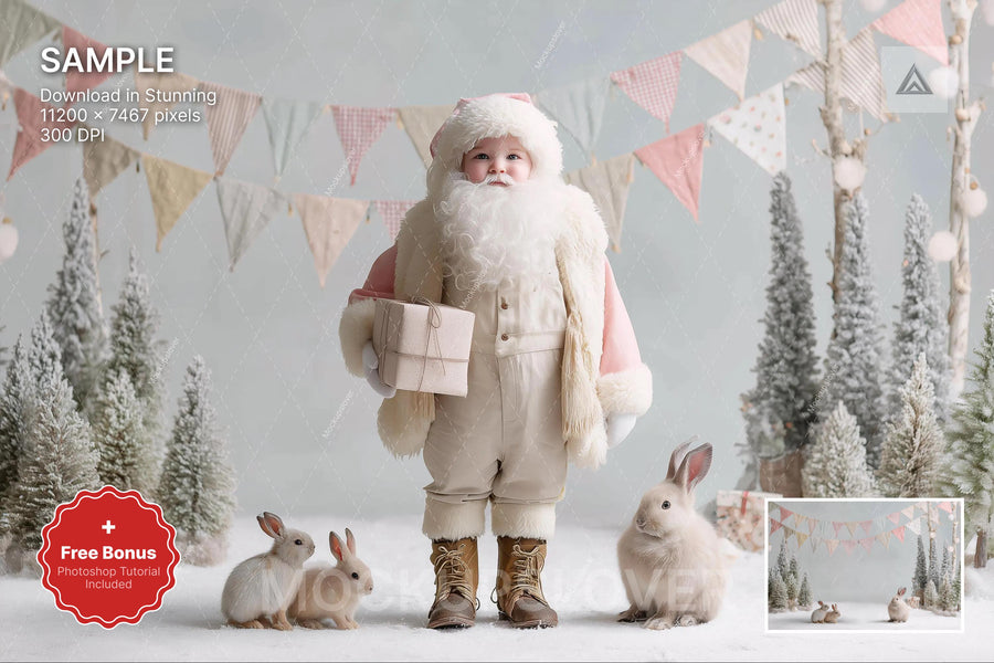 scene with woodland animals and holiday backdrop, perfect for christmas photo shoots