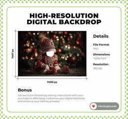 First Christmas Baby Digital Backdrop, Custom Nutcracker Face Swap Overlay, Winter Wonderland Photo Background, Holiday Kids Portrait Prop