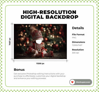 First Christmas Baby Digital Backdrop, Custom Nutcracker Face Swap Overlay, Winter Wonderland Photo Background, Holiday Kids Portrait Prop
