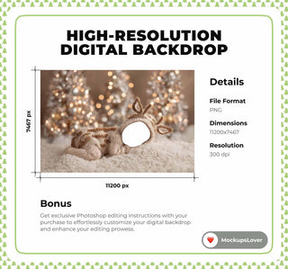 Christmas Baby Face Swap Overlay, Christmas Animals Digital Backdrop, Reindeer Photo Background, Holiday Newborn Studio Prop, Canva Template