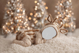 Christmas Baby Face Swap Overlay, Christmas Animals Digital Backdrop, Reindeer Photo Background, Holiday Newborn Studio Prop, Canva Template
