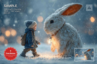 bunny in winter wonderland christmas photo backdrop for holiday kids prop