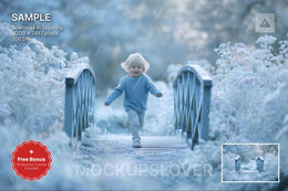 scene of a winter wildflower meadow with snow, ideal for holiday photo shoots and digital backgrounds