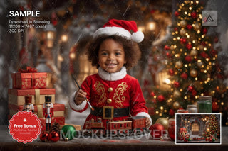 christmas elf character scene, holiday backdrop for kids, festive photo prop, holiday scene, christmas background image