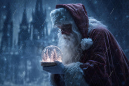 Christmas Digital Backdrop, Glass Globe, Santa Claus, Magic Kingdom, Winter Wonderland Photo Background, Holiday Kid Prop, Photoshop Overlay