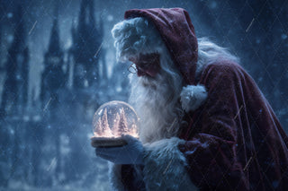 Christmas Digital Backdrop, Glass Globe, Santa Claus, Magic Kingdom, Winter Wonderland Photo Background, Holiday Kid Prop, Photoshop Overlay