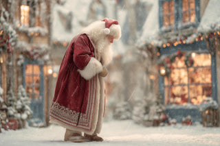 Christmas Village Street Digital Backdrop, Santa Claus, Winter Wonderland Photo Background, Holiday Kids Prop, Photoshop & Canva Template