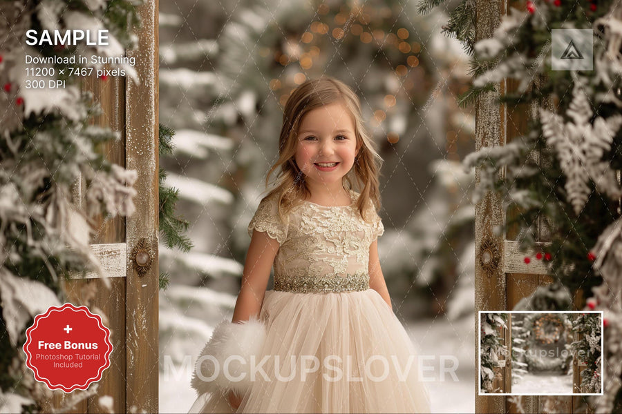 country christmas digital backdrop for holiday photos and digital editing