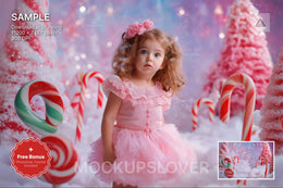 candy cane christmas backdrop with festive holiday scene for kids and family photos