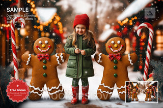 scene of gingerbread cookies with holiday decorations, suitable for christmas photo backgrounds