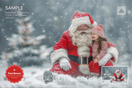 santa claus figure in a snowy north pole scene, ideal for holiday photo backgrounds