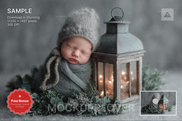 digital scene of a christmas newborn portrait backdrop, ideal for holiday photography and baby photos