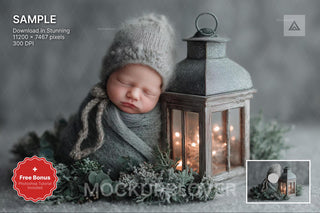 digital scene of a christmas newborn portrait backdrop, ideal for holiday photography and baby photos