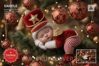 baby face swap overlay with christmas backdrop, ideal for holiday photo props