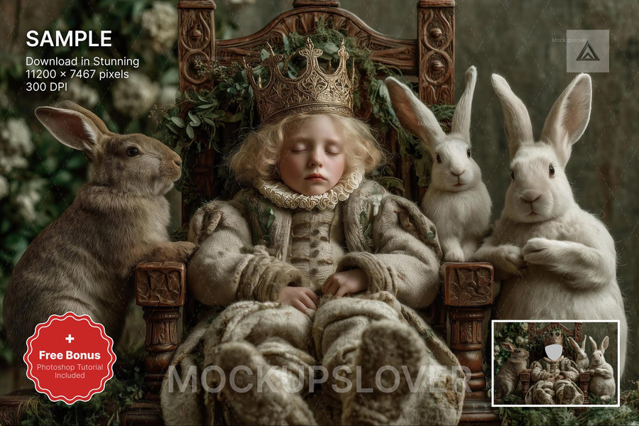 woodland creatures and fairy garden scene for digital photography backdrop