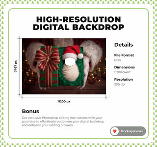 Newborn Face Swap Overlay, Christmas Gift Digital Backdrop, Santa Claus Photo Background, Holiday Baby Portrait Prop, Photoshop Template