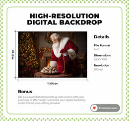 Christmas Bakery Digital Backdrop, Santa Claus, Cozy Christmas House Photo Background, Cookies, Holiday Kids Prop, Photoshop/Canva Template