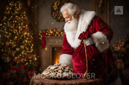 Christmas Bakery Digital Backdrop, Santa Claus, Cozy Christmas House Photo Background, Cookies, Holiday Kids Prop, Photoshop/Canva Template