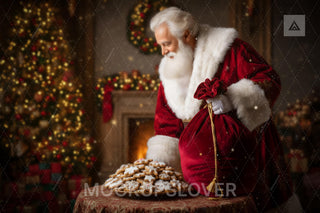Christmas Bakery Digital Backdrop, Santa Claus, Cozy Christmas House Photo Background, Cookies, Holiday Kids Prop, Photoshop/Canva Template