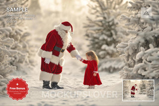 santa claus figure in a snowy forest backdrop, holiday scene, perfect for christmas photo shoots