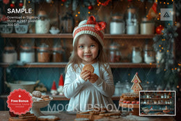 scene of rustic farmhouse kitchen with christmas decorations, ideal for holiday portraits