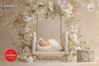 baby boy or girl with floral backdrop, perfect for newborn photo sessions