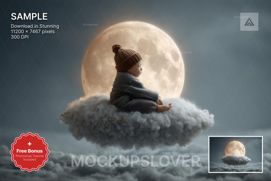 baby in a dreamy night sky backdrop, perfect for newborn photo sessions