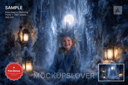 nordic christmas digital backdrop, north pole scene, holiday photo background, winter wonderland, kids' christmas prop