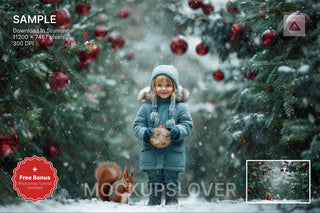 scene of a winter forest with woodland creatures, suitable for holiday photo backgrounds