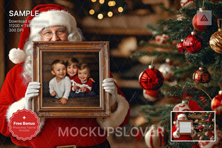santa claus figure on a festive background, ideal for holiday photo sets
