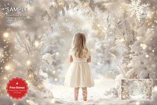 winter wonderland scene with festive christmas backdrop, ideal for holiday portraits and photo shoots