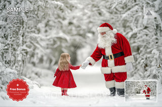 santa claus in fantasy forest christmas backdrop for photoshop and canva with digital winter wonderland