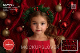 christmas scene with ornaments and kids in holiday setting, perfect for photo backdrop