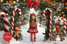 candy cane arch backdrop for holiday photography, perfect for christmas portraits and winter wonderland scenes