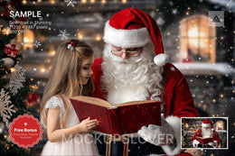 santa claus figure in a winter village backdrop, ideal for holiday photo sessions